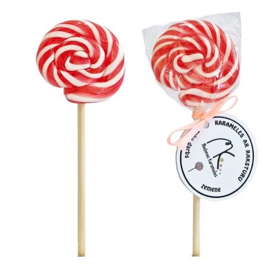 Karamele uz kociņa Zemene, Mini apaļa, 20g