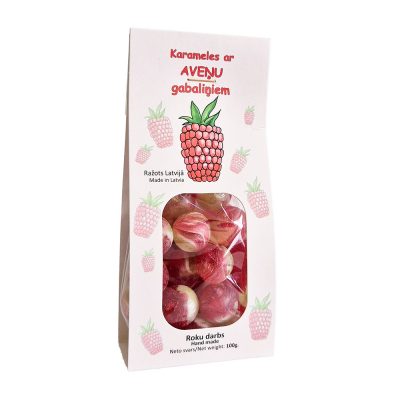 Hard candies with pieces of raspberry, 100g